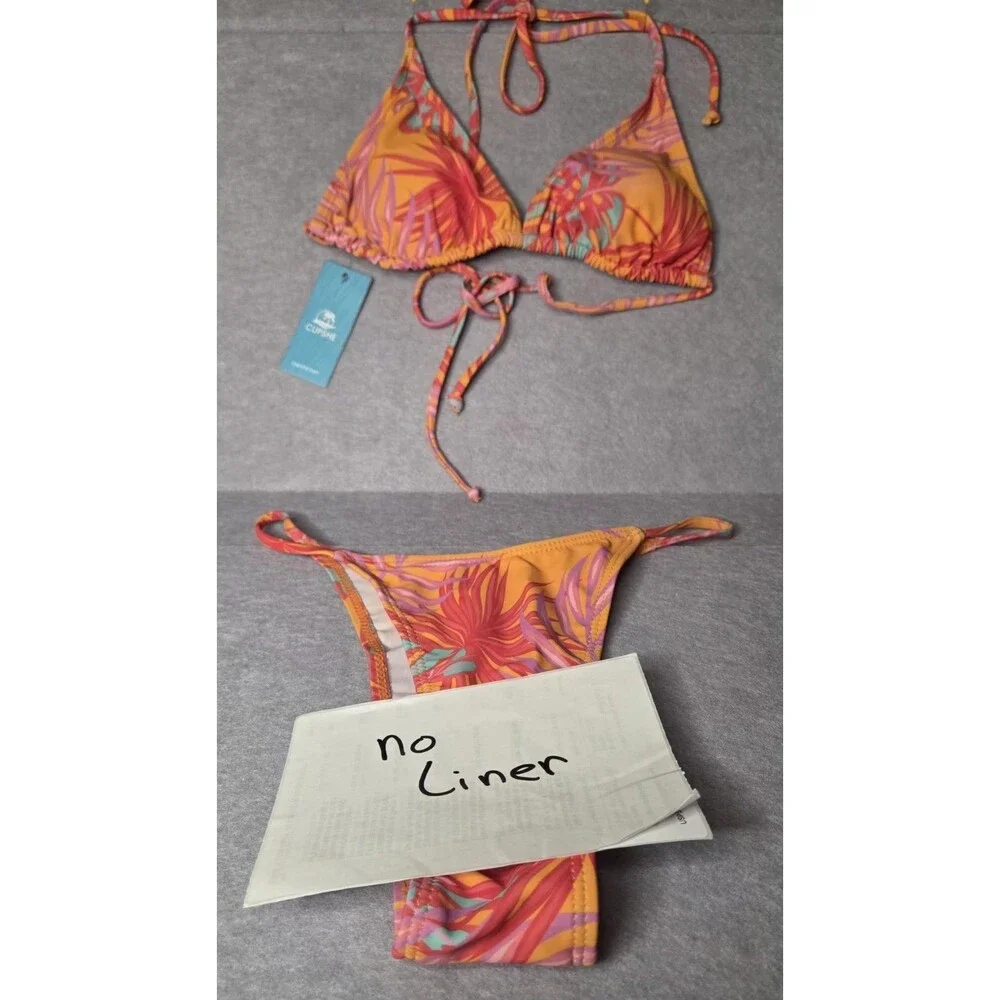 CUPSHE Floral Print 3 Pc Bikini Set & Sarong Cover Up Women's Size S NWT